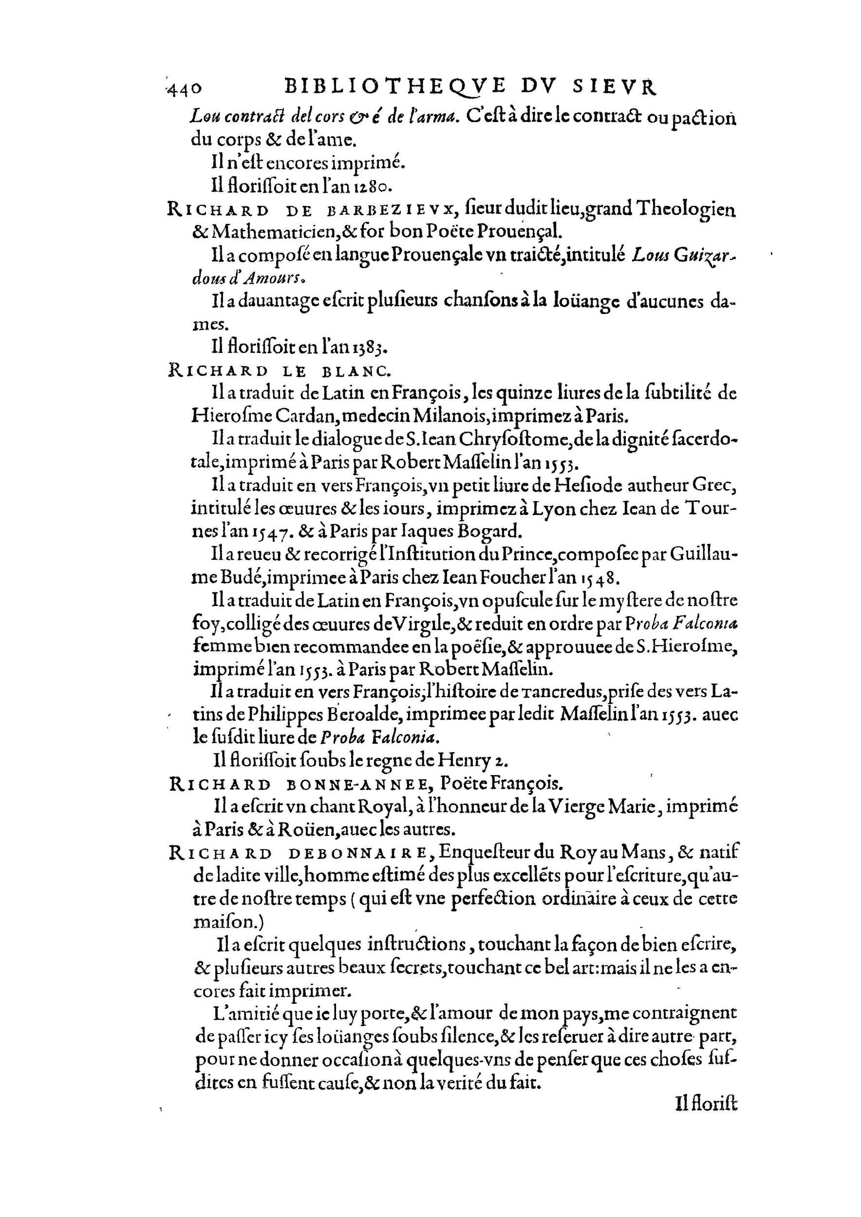 1584 - Abel L&#039;Angelier - Bibliothèques françaises - BnF