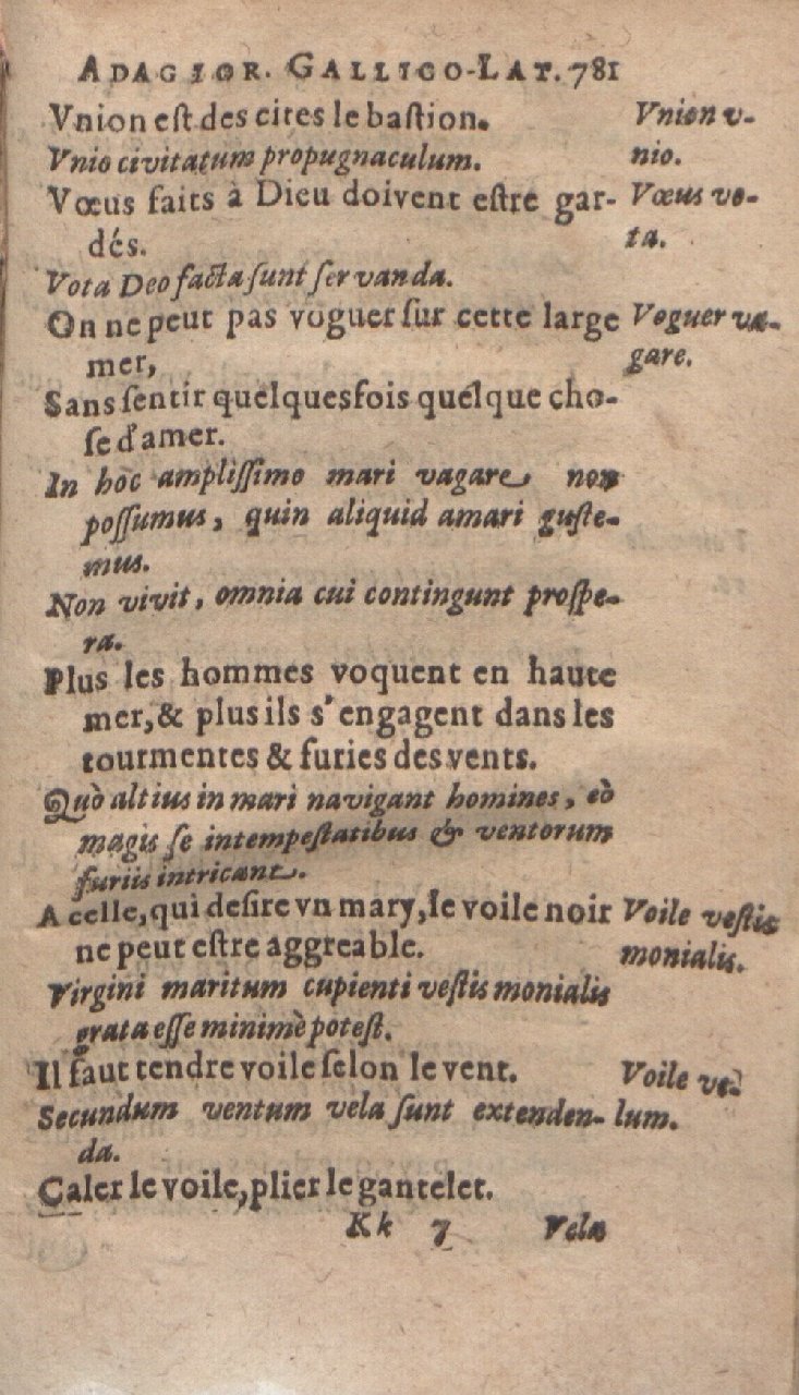 1612 - Dominicus Custos - Trésor des proverbes français  - Bibliopol-Olomuc