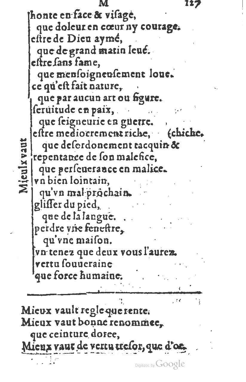 1581 - Nicolas Bonfons  - Trésor des sentences dorées - Princeton