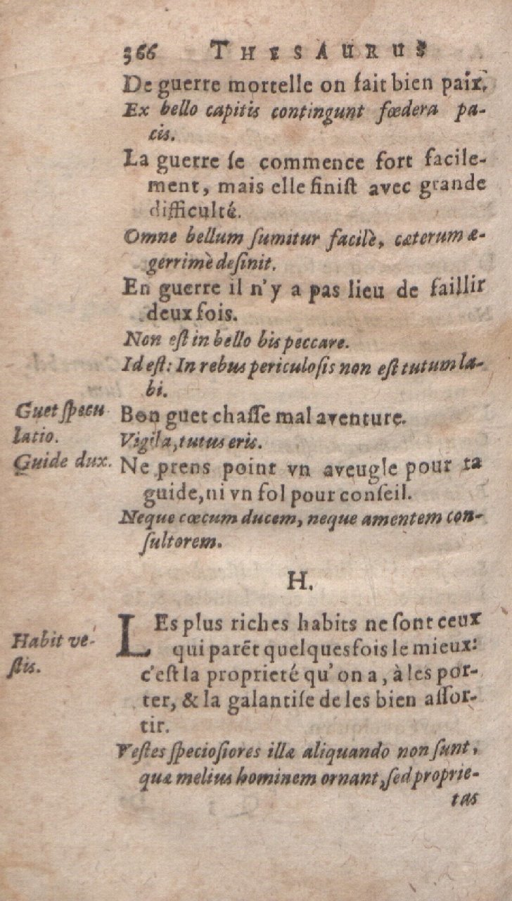 1612 - Dominicus Custos - Trésor des proverbes français  - Bibliopol-Olomuc