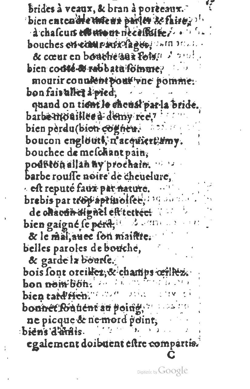1581 - Nicolas Bonfons  - Trésor des sentences dorées - Princeton