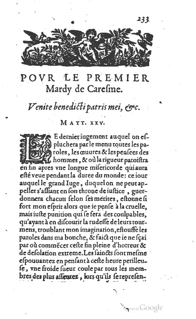 1607 - Nicolas Du Fossé - Trésor quadragésimal - T 01 - BM Lyon