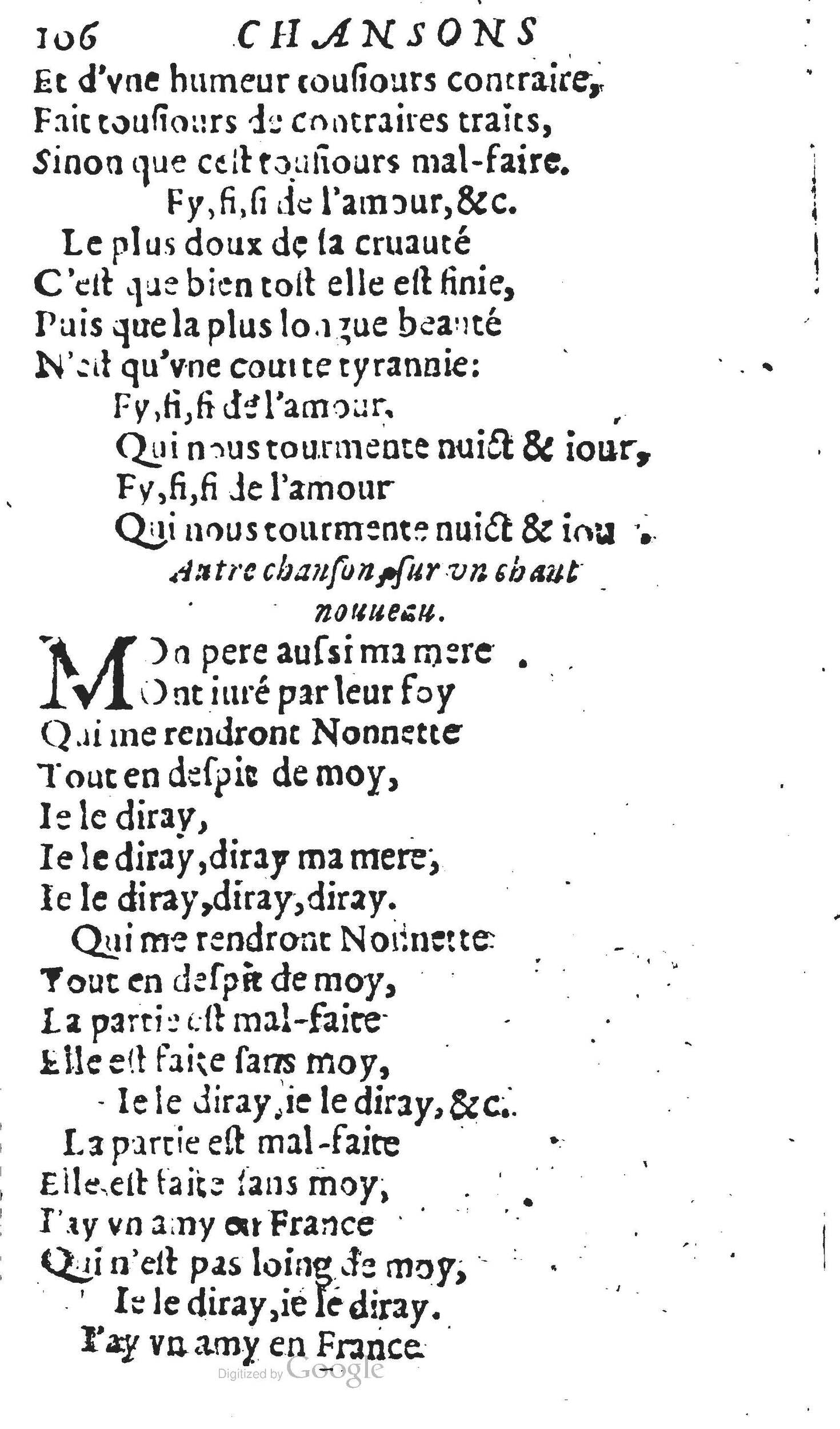 1606 - Théodore Reinsart - Trésor des chansons amoureuses recueillies des plus excellents airs de cour - Livre II - NK ČR Prague