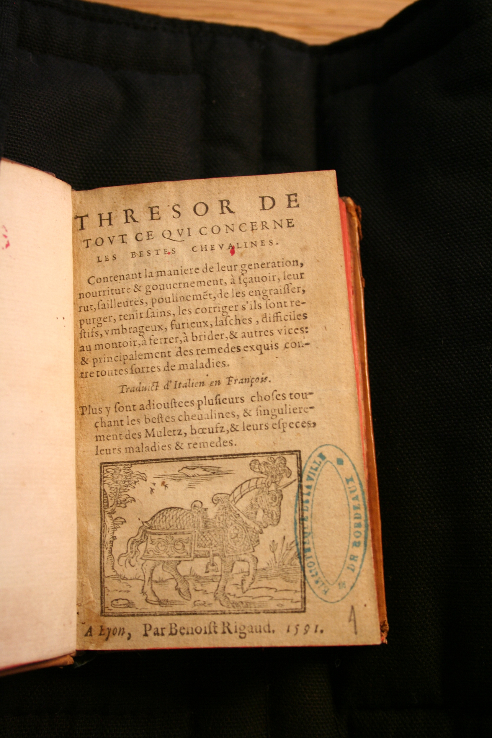1591 - Pierre Chastaing et Benoît Rigaud - Trésor des bêtes chevalines - BM Bordeaux