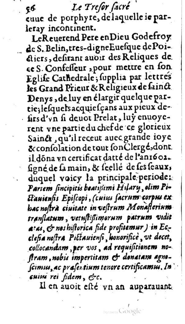 1646 - Jean Billaine - Trésor sacré ou inventaire des saintes reliques - BM Lyon