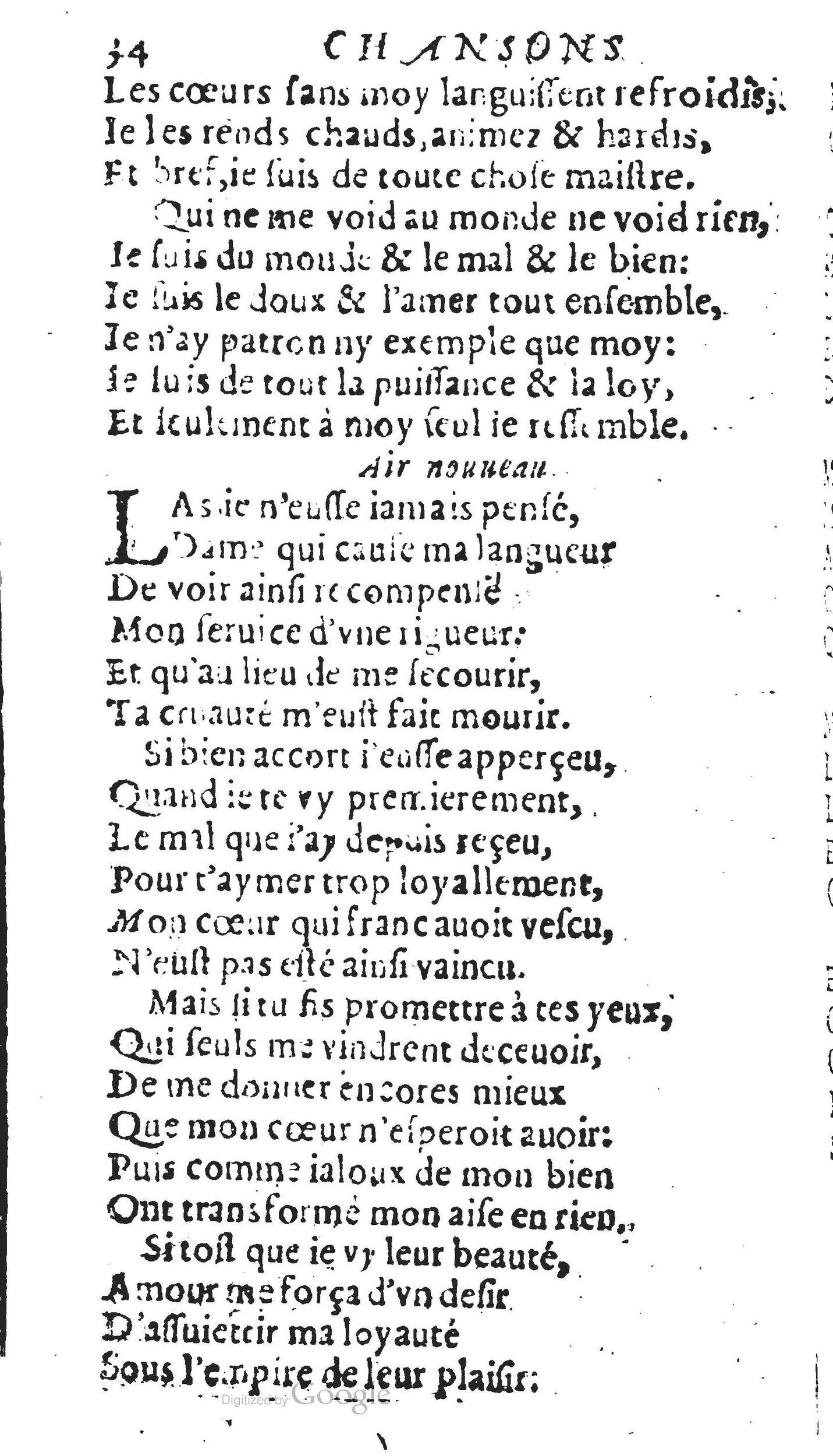 1606 - Théodore Reinsart - Trésor des chansons amoureuses recueillies des plus excellents airs de cour - Livre II - NK ČR Prague 1606 - Théodore Reinsart - Trésor des chansons amoureuses recueillies des plus excellents airs de cour - Livre II - NK ČR Prague