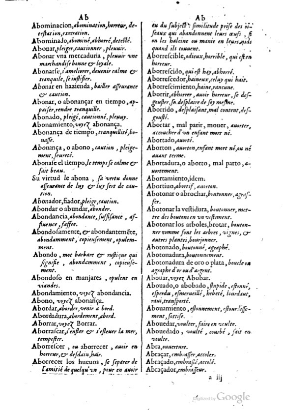 1621 - Adrian Tiffaine - Trésor des deux langues espagnole et française - BM Lyon