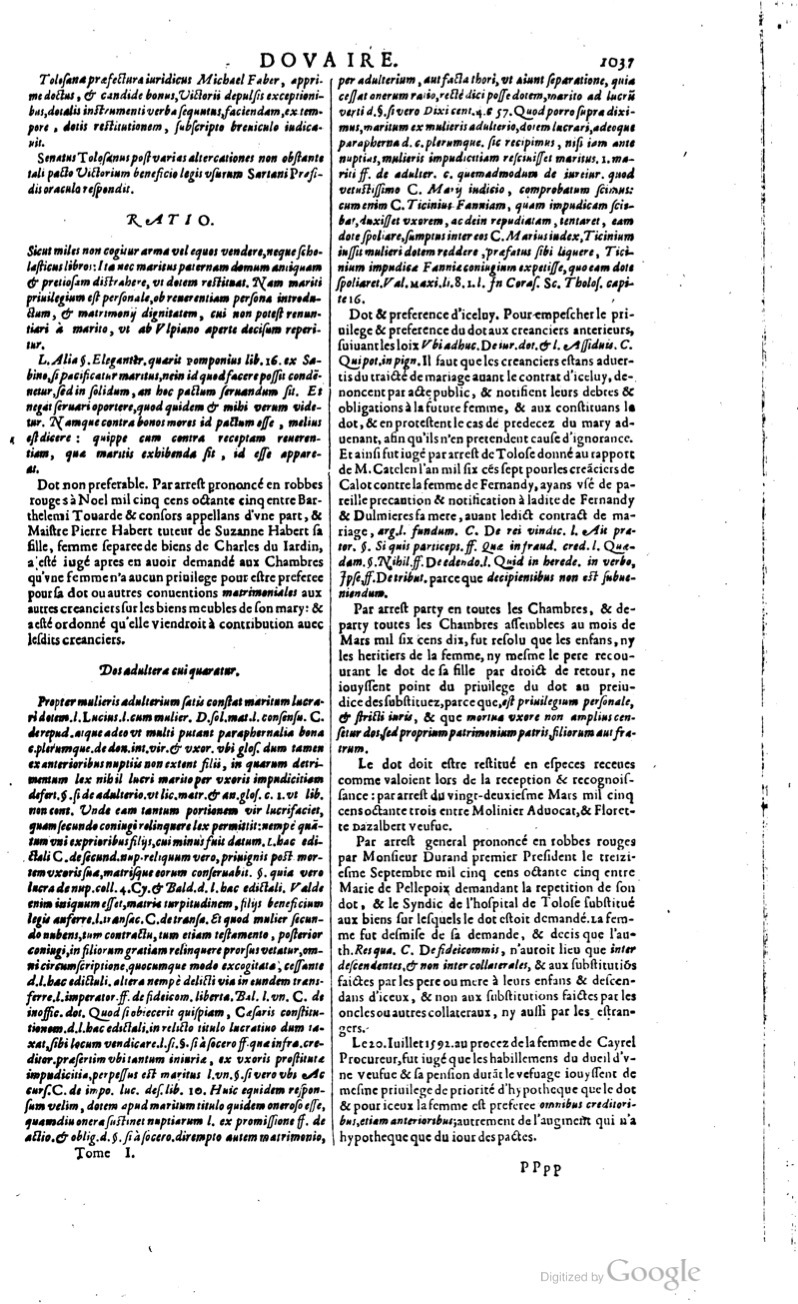 1629 - Veuve Nicolas Buon - Trésor du droit français (21754 T. 1) - BM Lyon