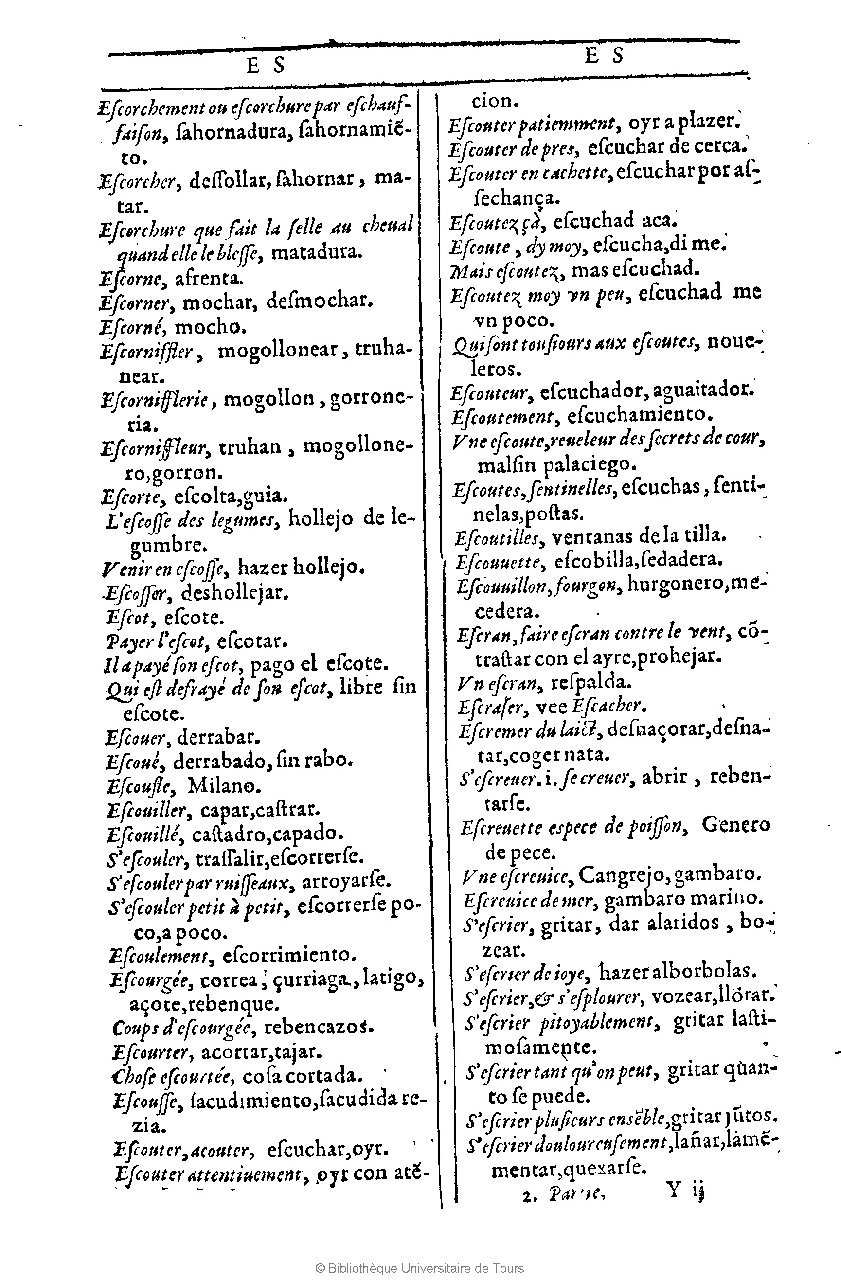 1607 - Marc Orry - Trésor des deux langues espagnole et française (Première et Seconde parties) - BU Tours