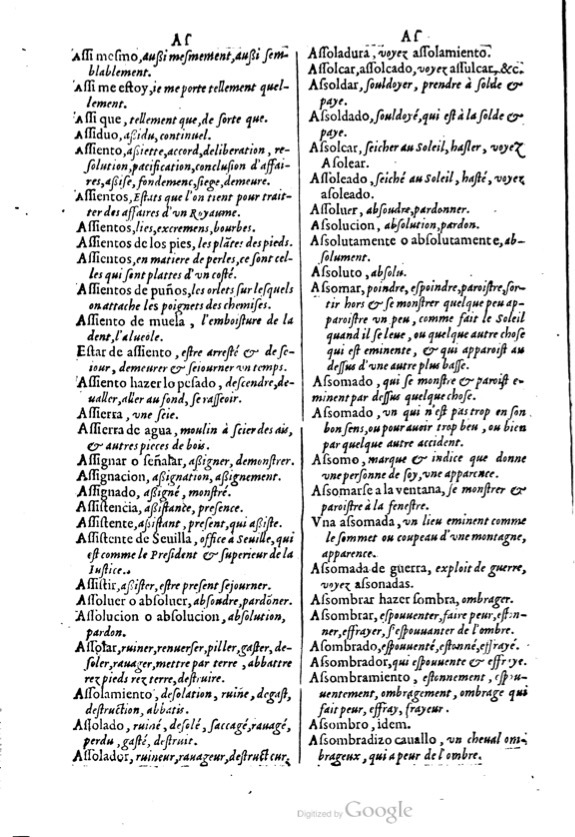 1621 - Adrian Tiffaine - Trésor des deux langues espagnole et française - BM Lyon