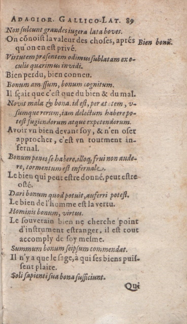 1612 - Dominicus Custos - Trésor des proverbes français - Bibliopol-Olomuc 1612 - Dominicus Custos - Trésor des proverbes français - Bibliopol-Olomuc