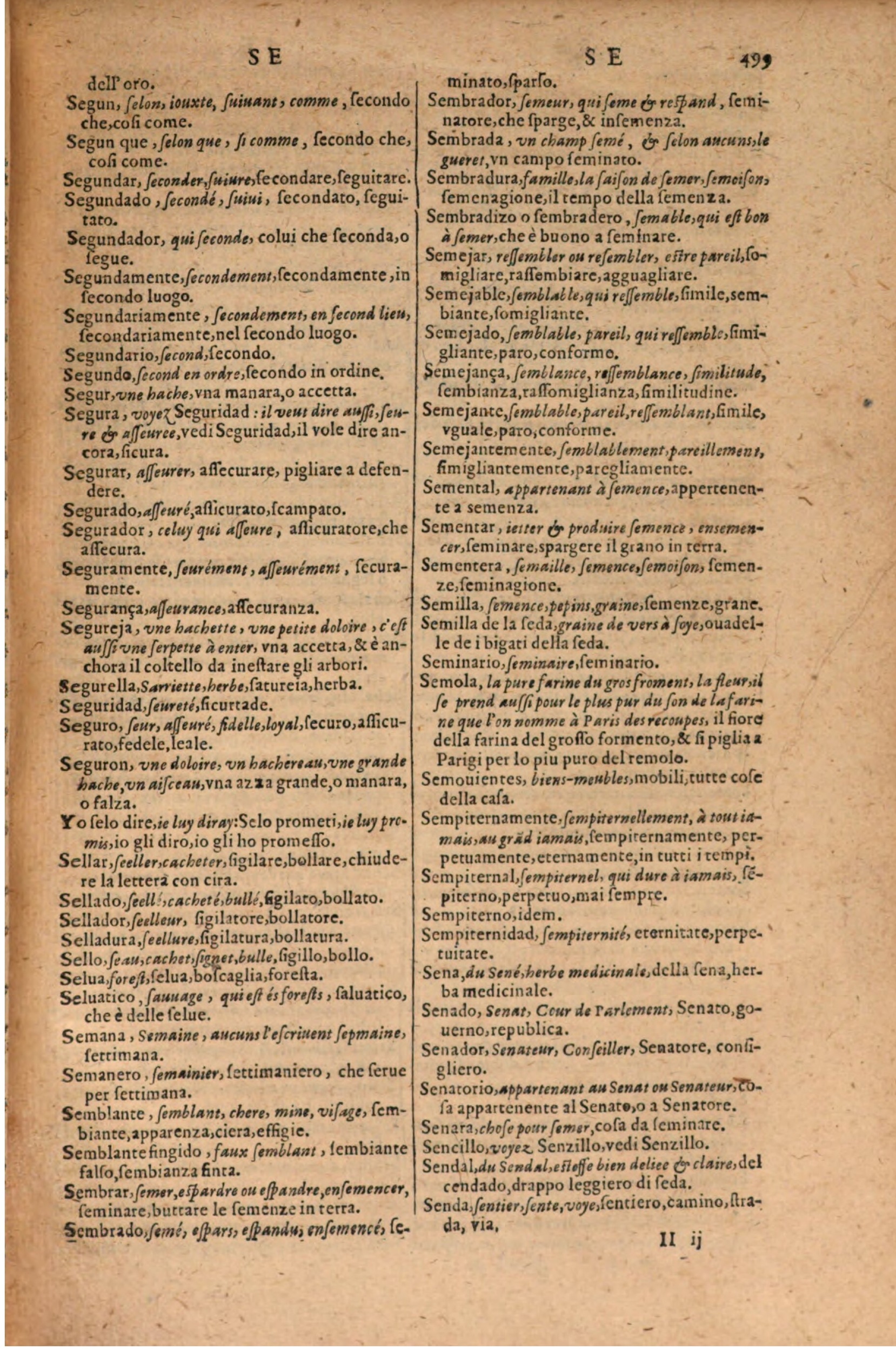 1606 - Samuel Crespin - Thresor des trois langues, francoise, italiene et espagnolle - BSB Munich