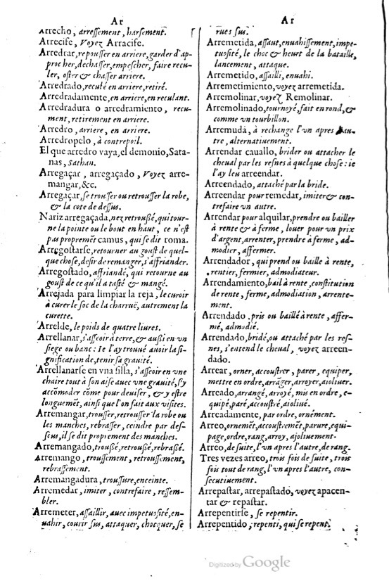 1621 - Adrian Tiffaine - Trésor des deux langues espagnole et française - BM Lyon