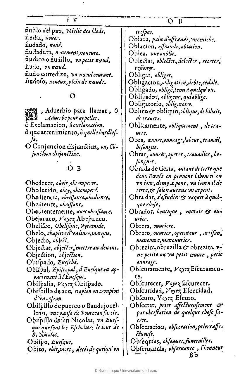 1607 - Marc Orry - Trésor des deux langues espagnole et française (Première et Seconde parties) - BU Tours