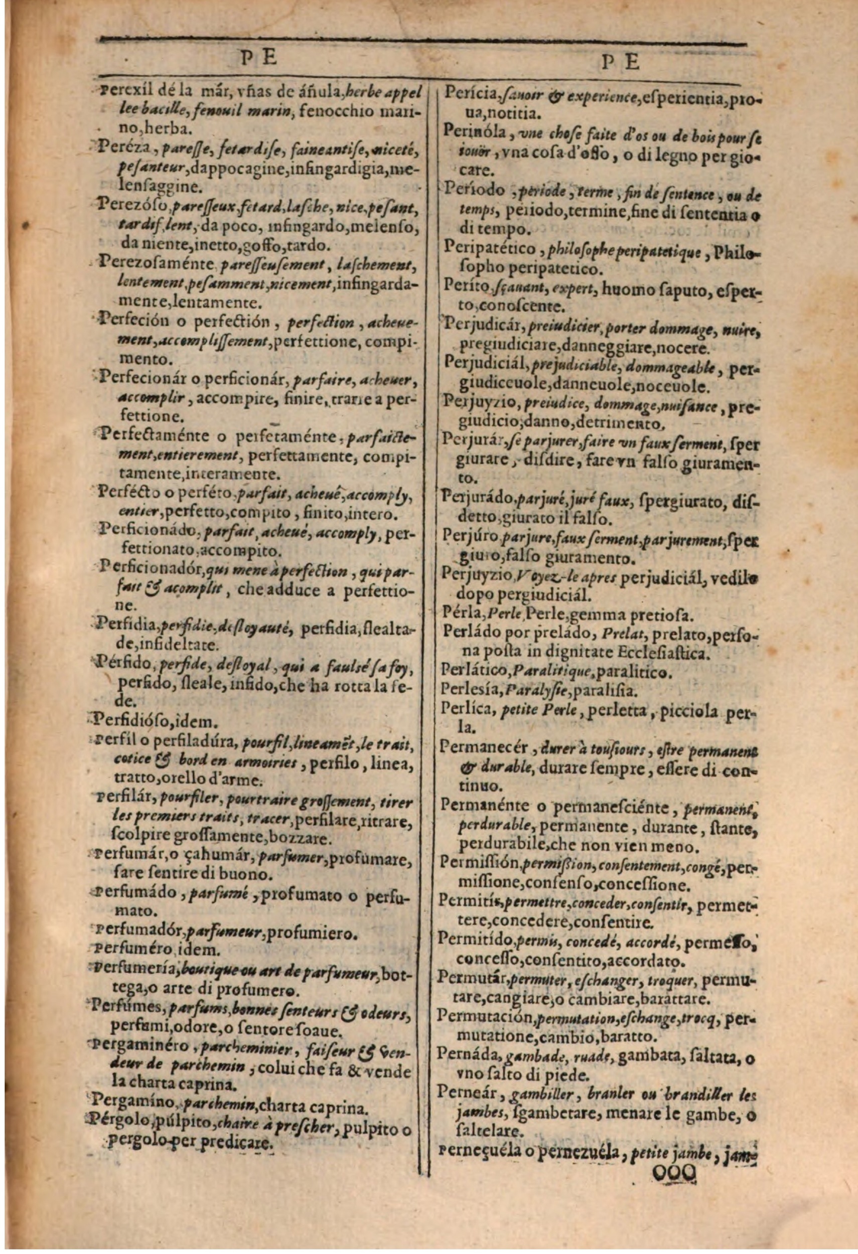 1609 - Philippe Albert et Alexandre Pernet - Trésor des trois langues française, italienne et espagnole (Première partie) - BSB Munich
