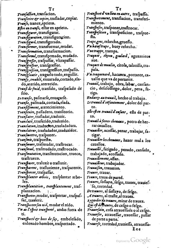 1621 - Adrian Tiffaine - Trésor des deux langues espagnole et française - BM Lyon