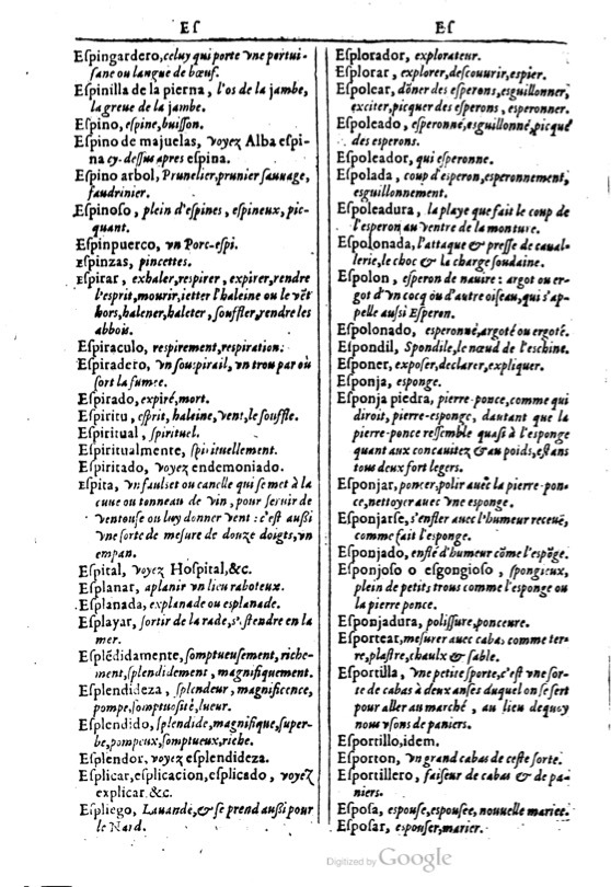 1616 - Veuve Marc Orry - Trésor des deux langues espagnole et française (Première et Seconde parties) - BM Lyon