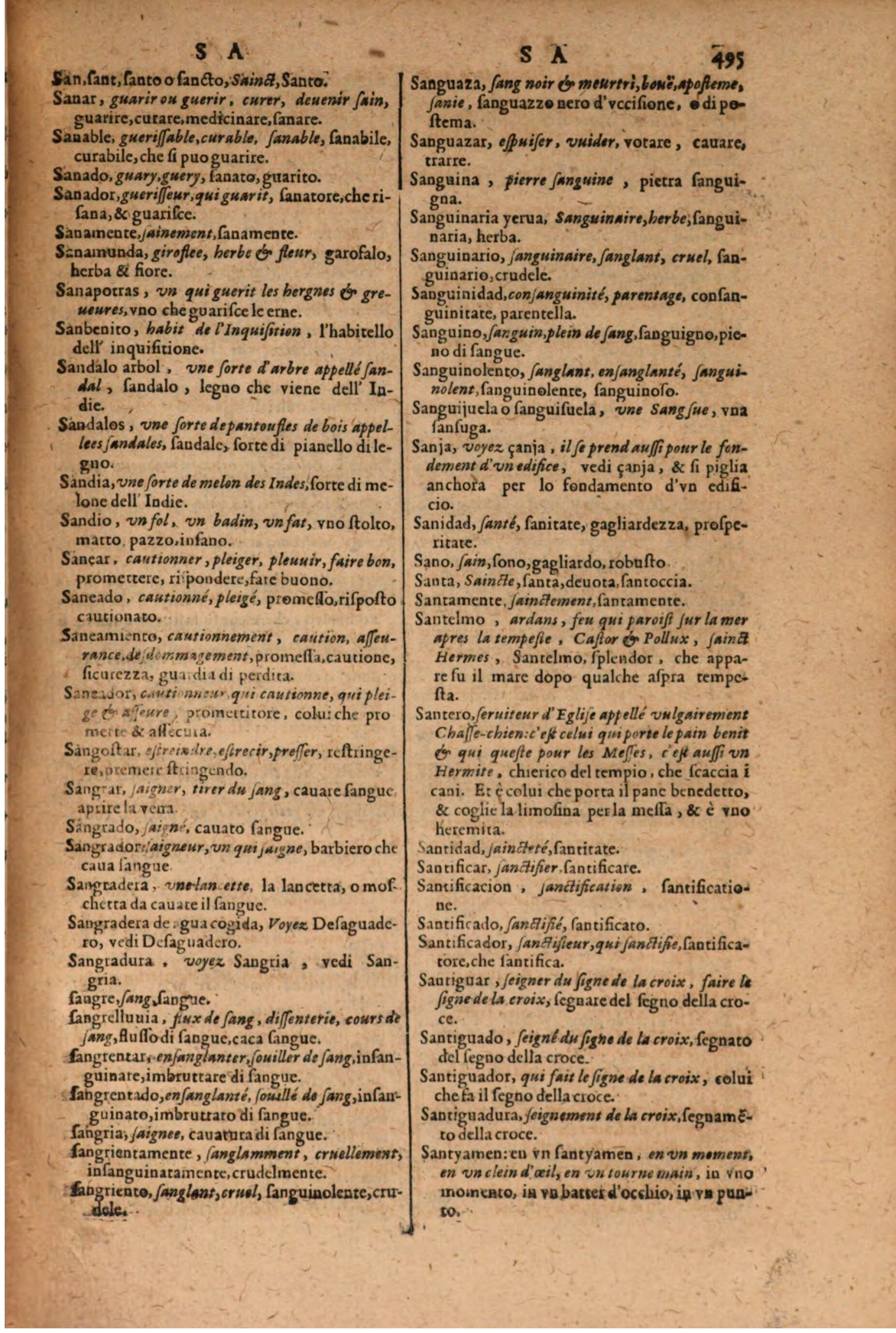 1606 - Samuel Crespin - Thresor des trois langues, francoise, italiene et espagnolle - BSB Munich