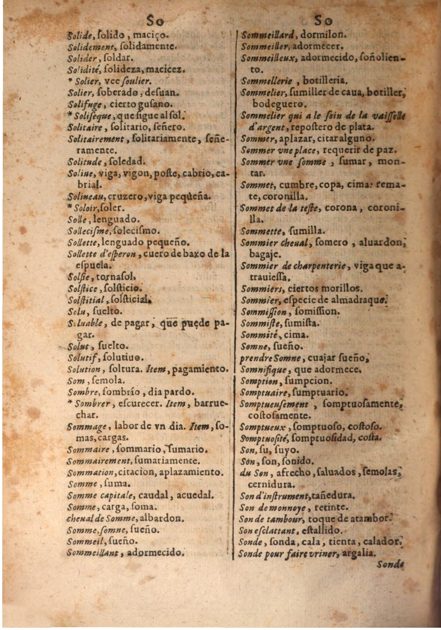 1645 - A. de Sommaville et A. Courbé - Trésor des deux langues espagnole et française (Seconde partie) - BSB Munich