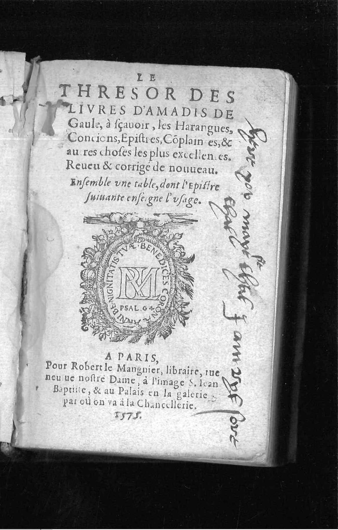 1571 - Robert Le Mangnier - Trésor des Amadis - Huntington Library