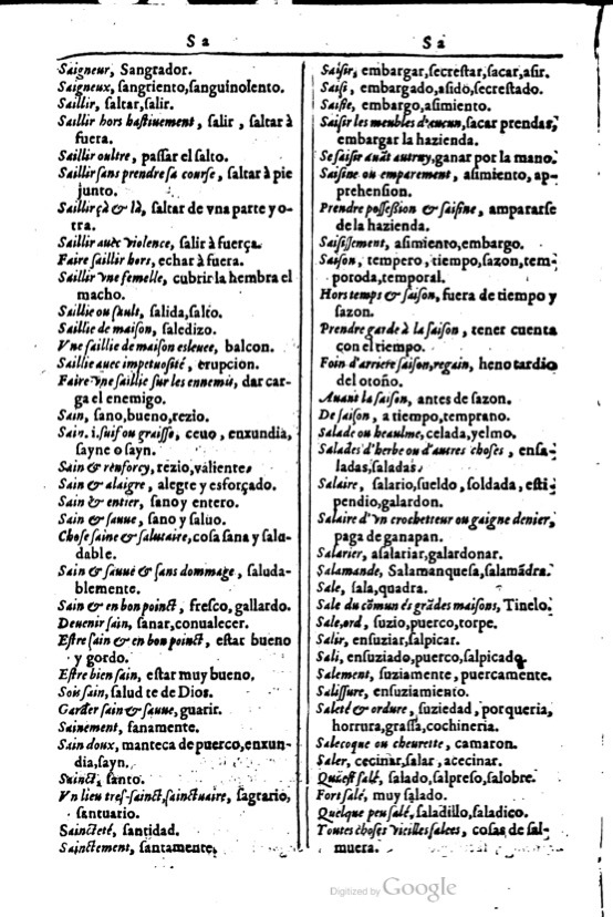 1616 - Veuve Marc Orry - Trésor des deux langues espagnole et française (Première et Seconde parties) - BM Lyon