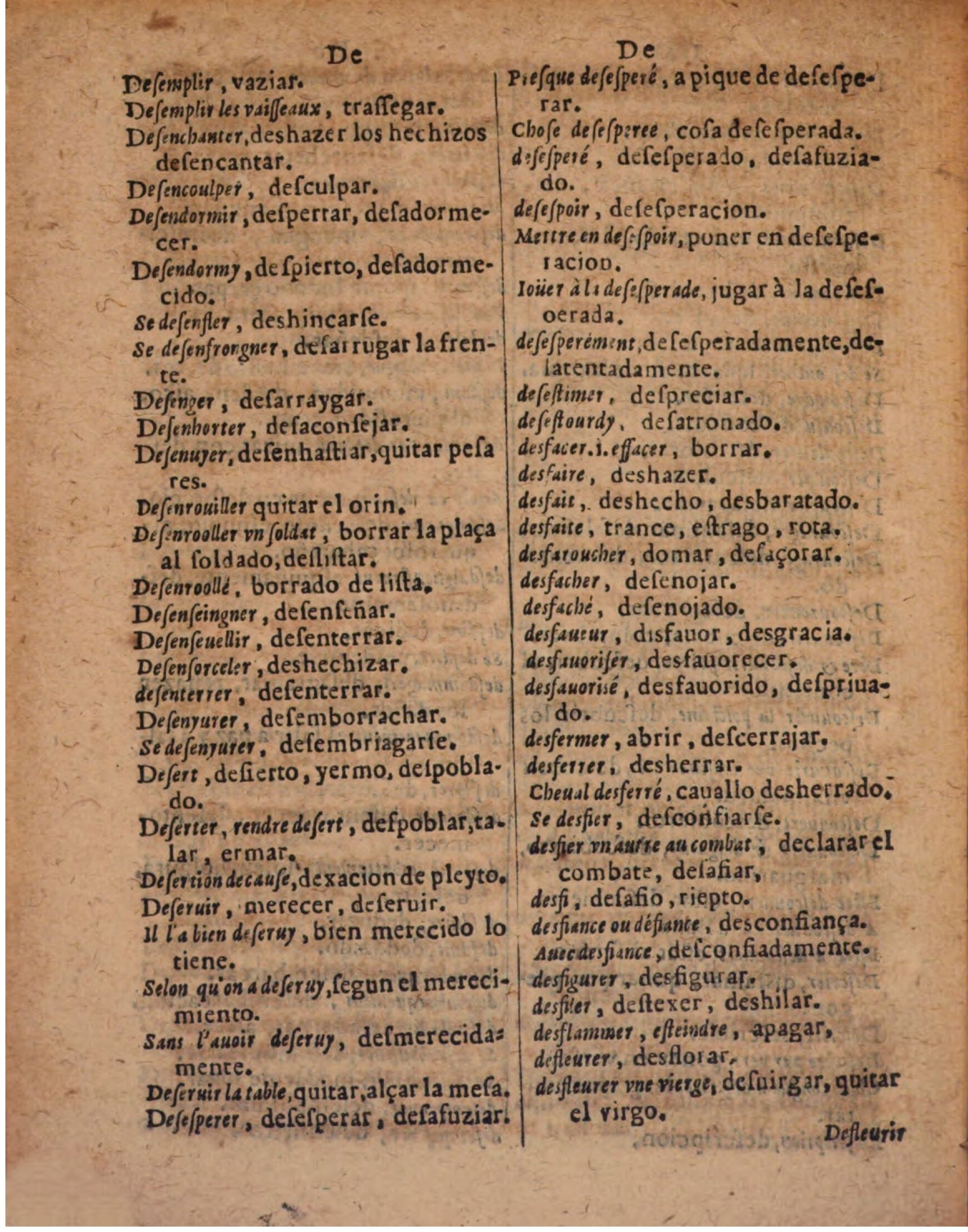 1624 - Hubert Antoine - Trésor des deux langues espagnole et française (Seconde partie) - BSB Munich