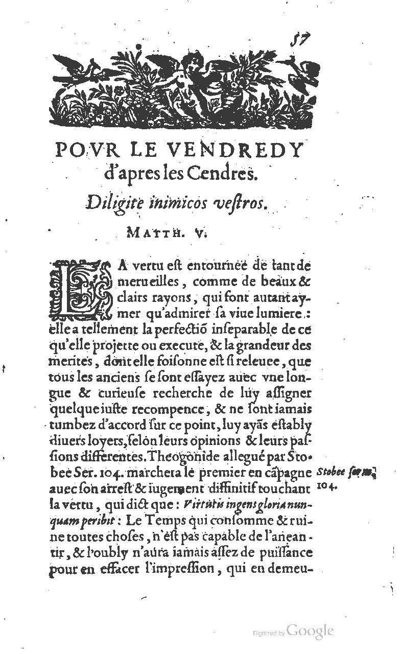 1607 - Nicolas Du Fossé - Trésor quadragésimal - T 01 - BM Lyon