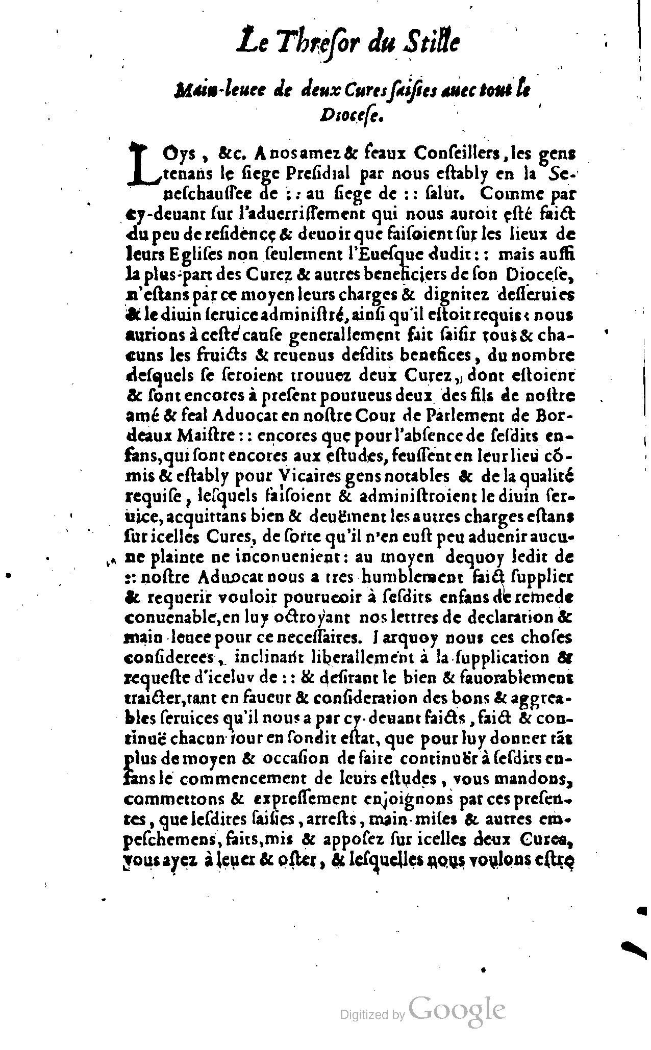 1614 - Jean Richer - Trésor du nouveau style et protocole de la chancellerie de France - BSB Munich