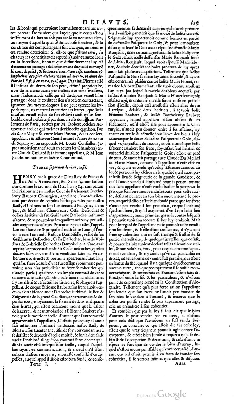 1629 - Veuve Nicolas Buon - Trésor du droit français (21754 T. 1) - BM Lyon