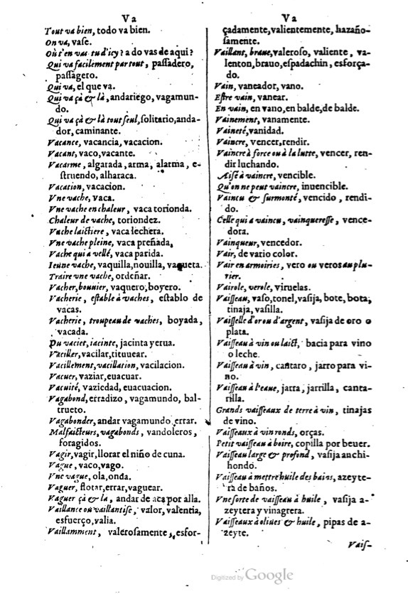 1621 - Adrian Tiffaine - Trésor des deux langues espagnole et française - BM Lyon