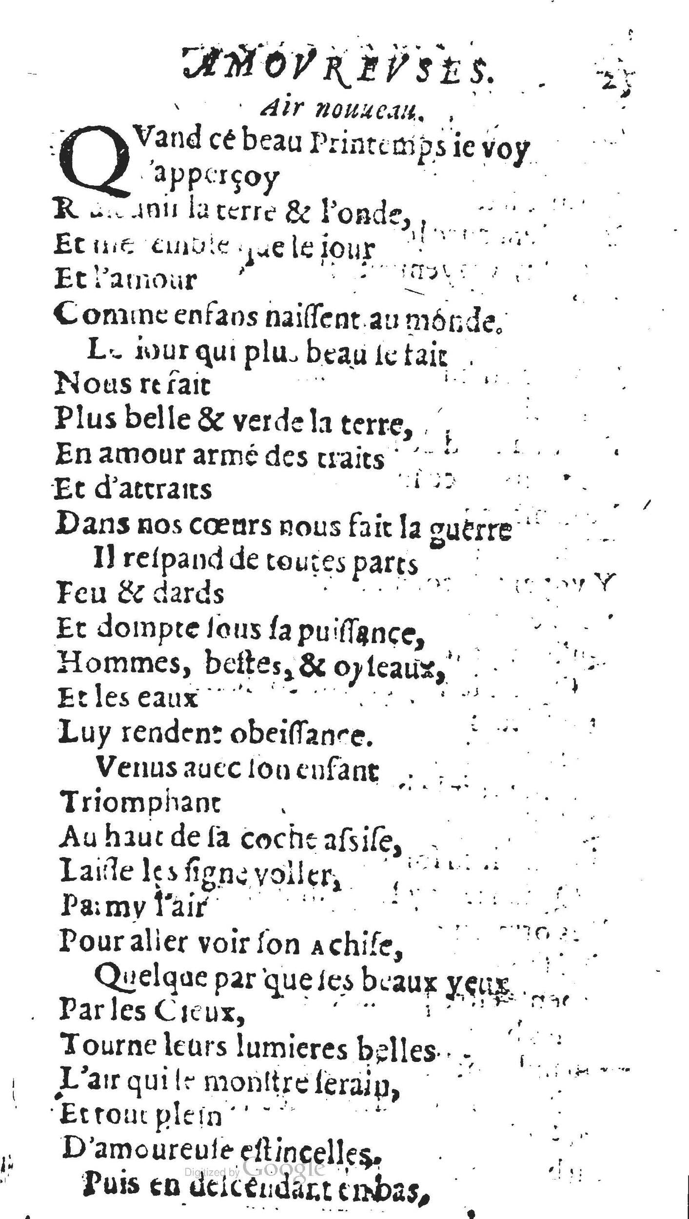 1606 - Théodore Reinsart - Trésor des chansons amoureuses recueillies des plus excellents airs de cour - Livre II - NK ČR Prague