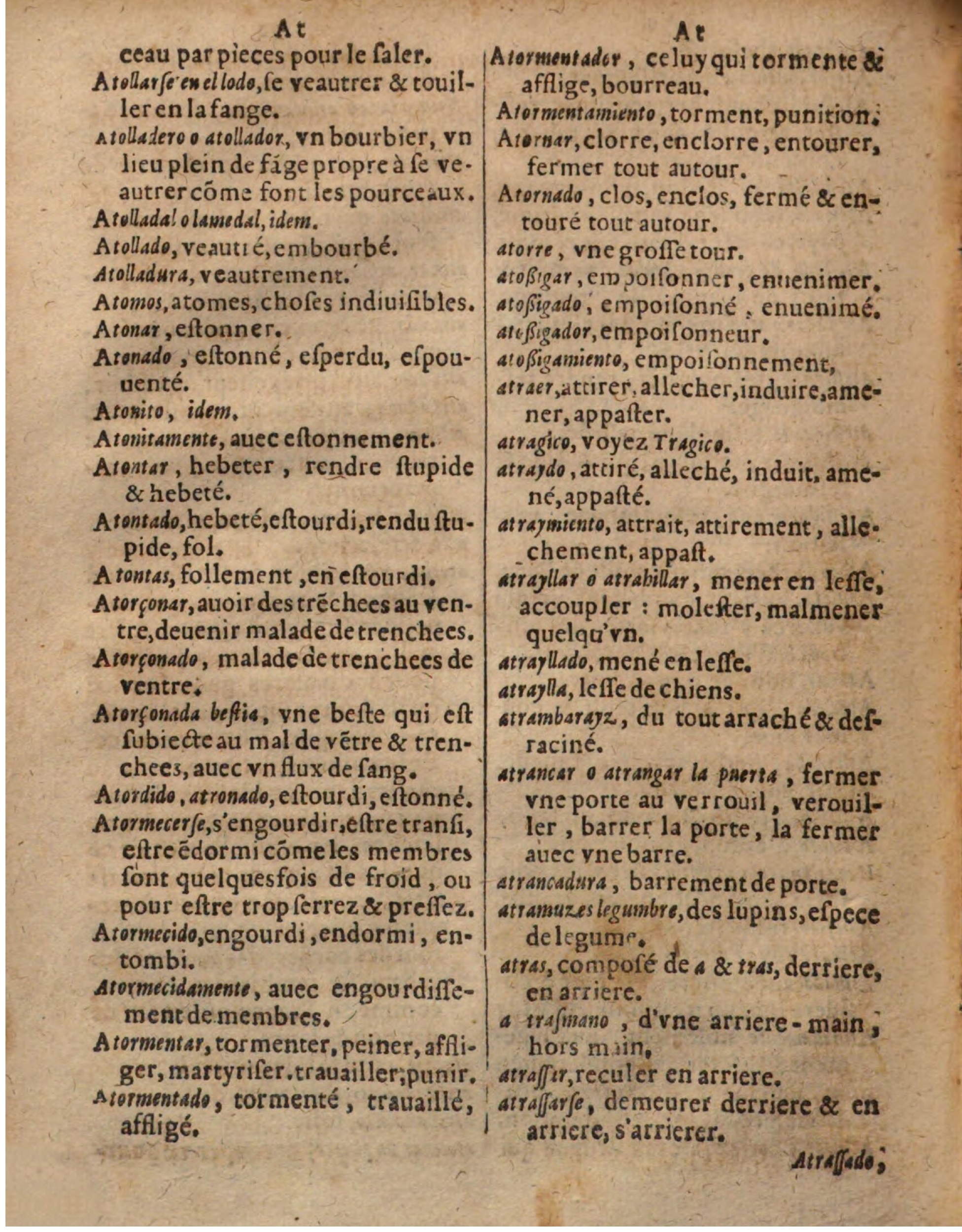1625 - Hubert Antoine - Trésor des deux langues espagnole et française - Augsbourg