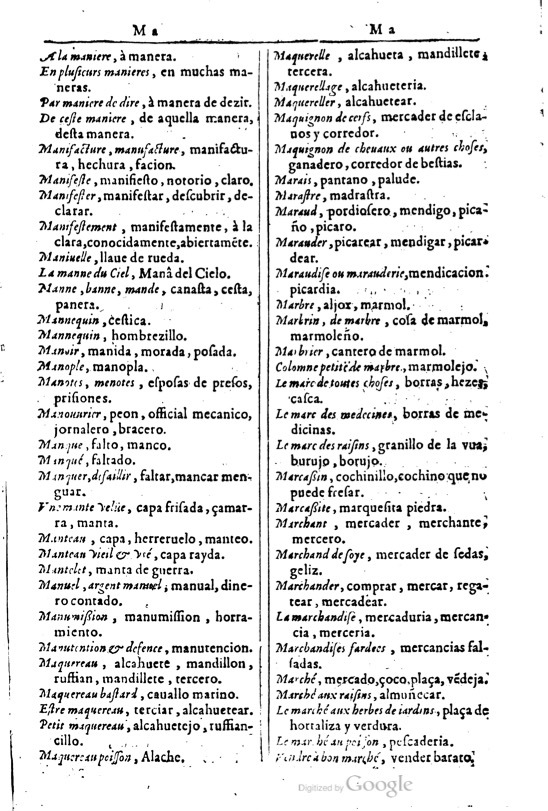 1616 - Veuve Marc Orry - Trésor des deux langues espagnole et française (Première et Seconde parties) - BM Lyon