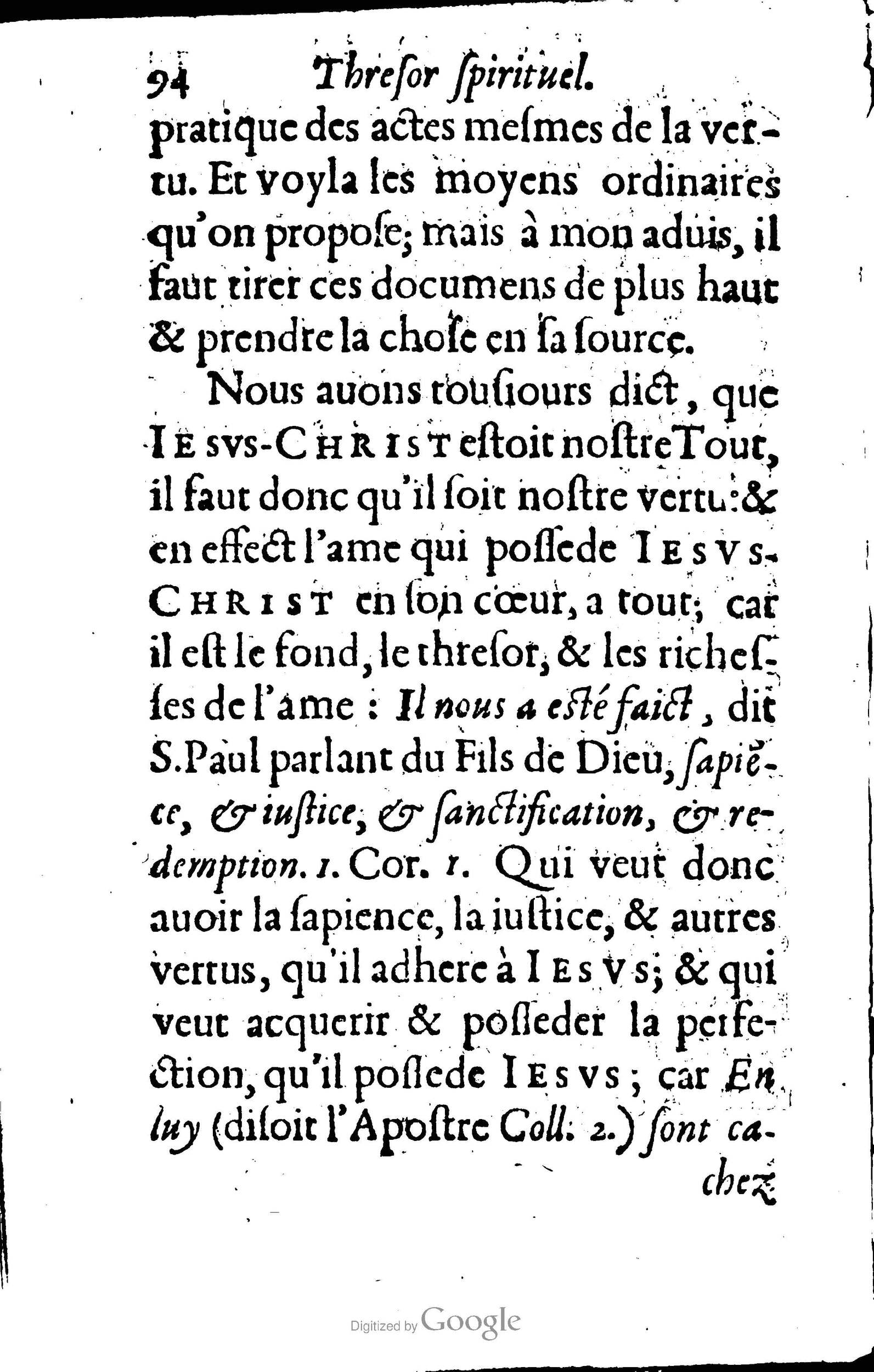 1633 - François Waudré - Trésor spirituel contenant les excellences du christianisme - BM Lyon