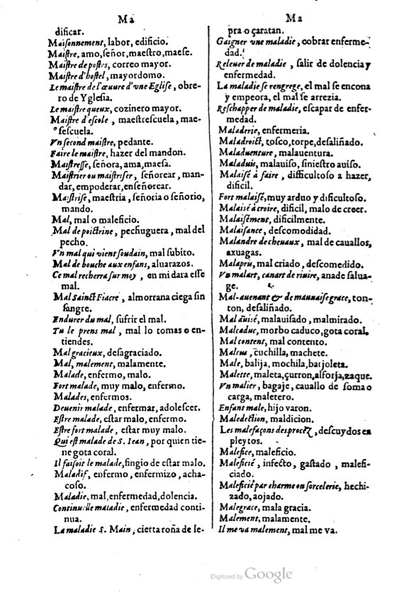 1621 - Adrian Tiffaine - Trésor des deux langues espagnole et française - BM Lyon