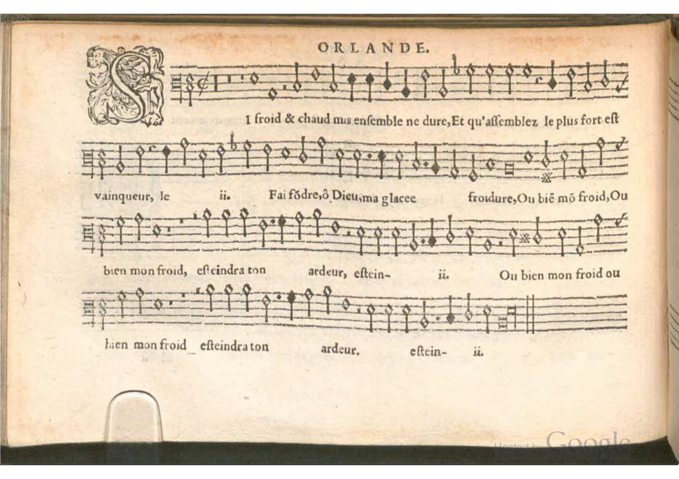 1576 - [Pierre de Saint-André] - Trésor de musique d’Orlande de Lassus Bassus - BSB Munich