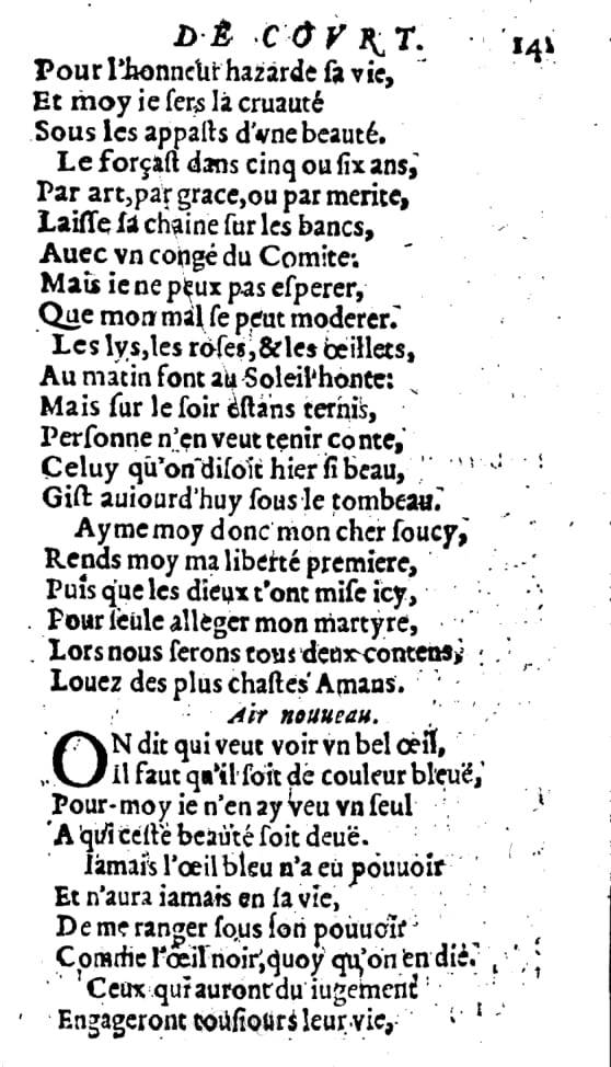 1606 - Théodore Reinsart - Trésor des chansons amoureuses recueillies des plus excellents airs de cour - Livre I - NK ČR Prague