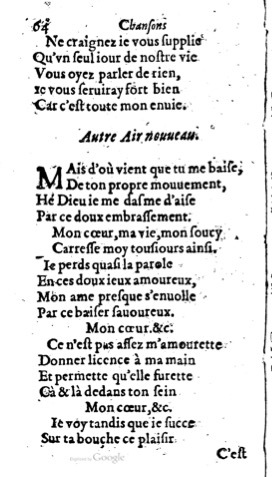 1623 - Jacques Cailloüé - Trésor ou recueil des chansons amoureuses - British Library