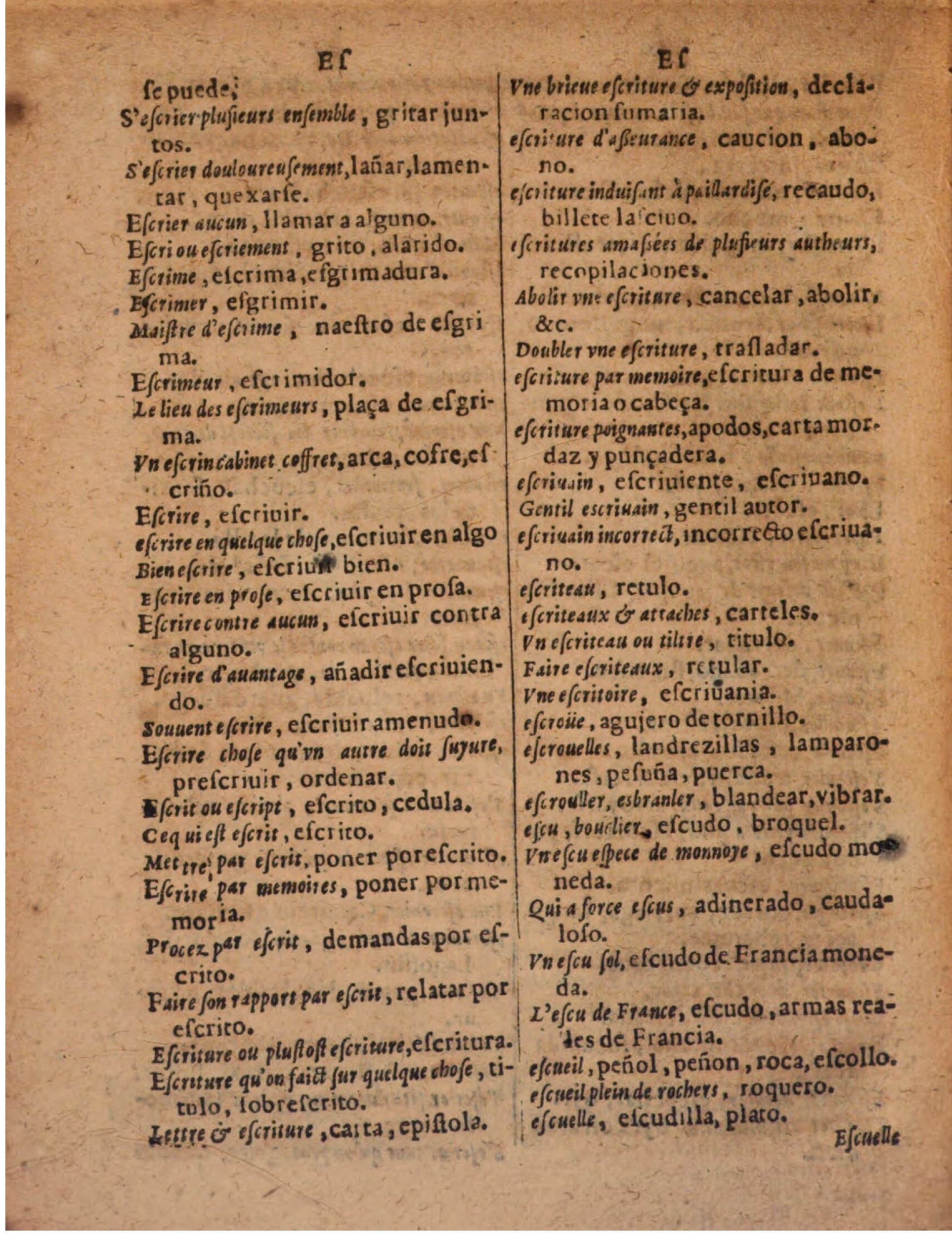1624 - Hubert Antoine - Trésor des deux langues espagnole et française (Seconde partie) - BSB Munich