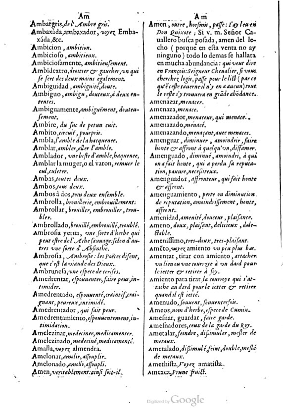 1621 - Adrian Tiffaine - Trésor des deux langues espagnole et française - BM Lyon
