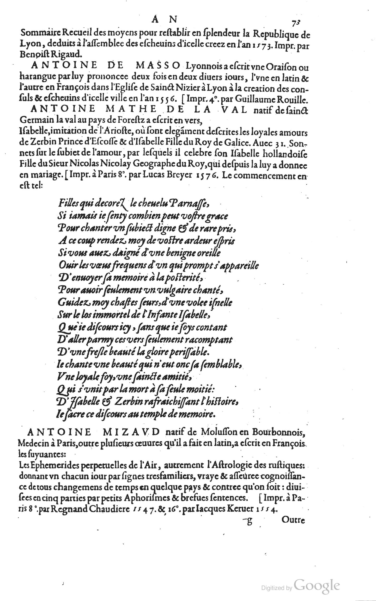 1585 - Barthélemy Honorat - Bibliothèques françaises - BSB Munich