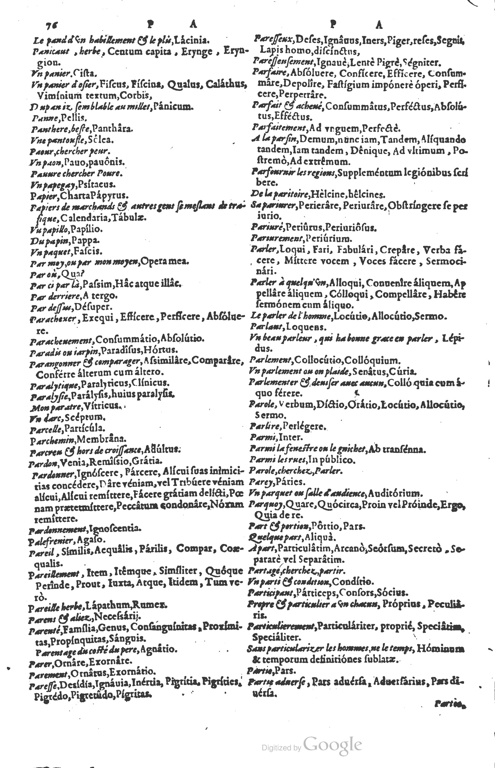 1578 - Louis Cloquemin - Trésor des mots et traits français - BSB Munich