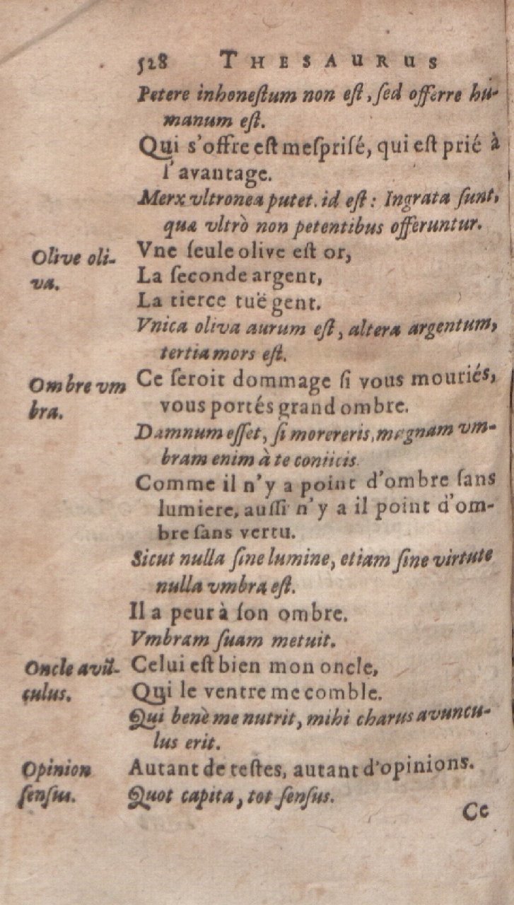 1612 - Dominicus Custos - Trésor des proverbes français  - Bibliopol-Olomuc