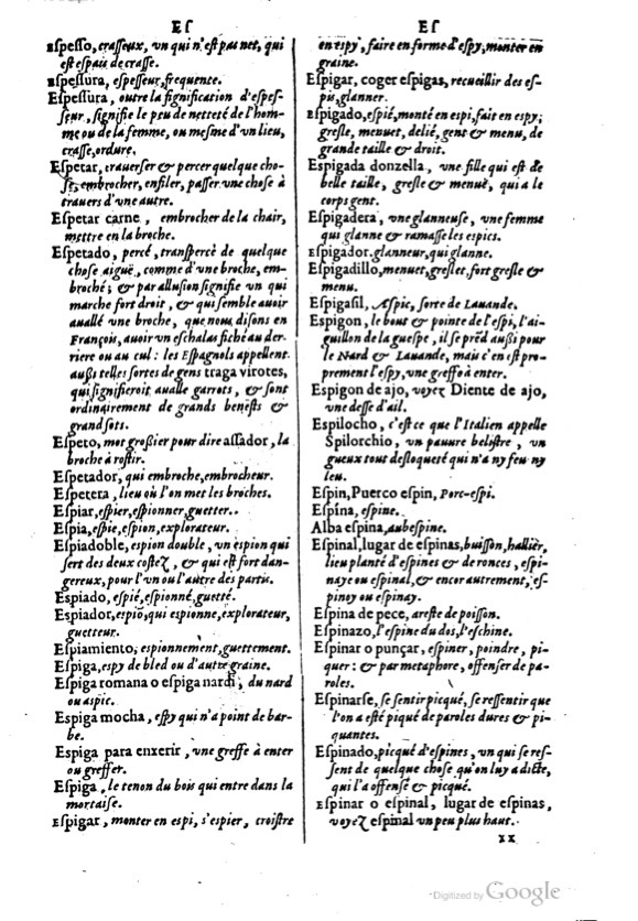 1621 - Adrian Tiffaine - Trésor des deux langues espagnole et française - BM Lyon