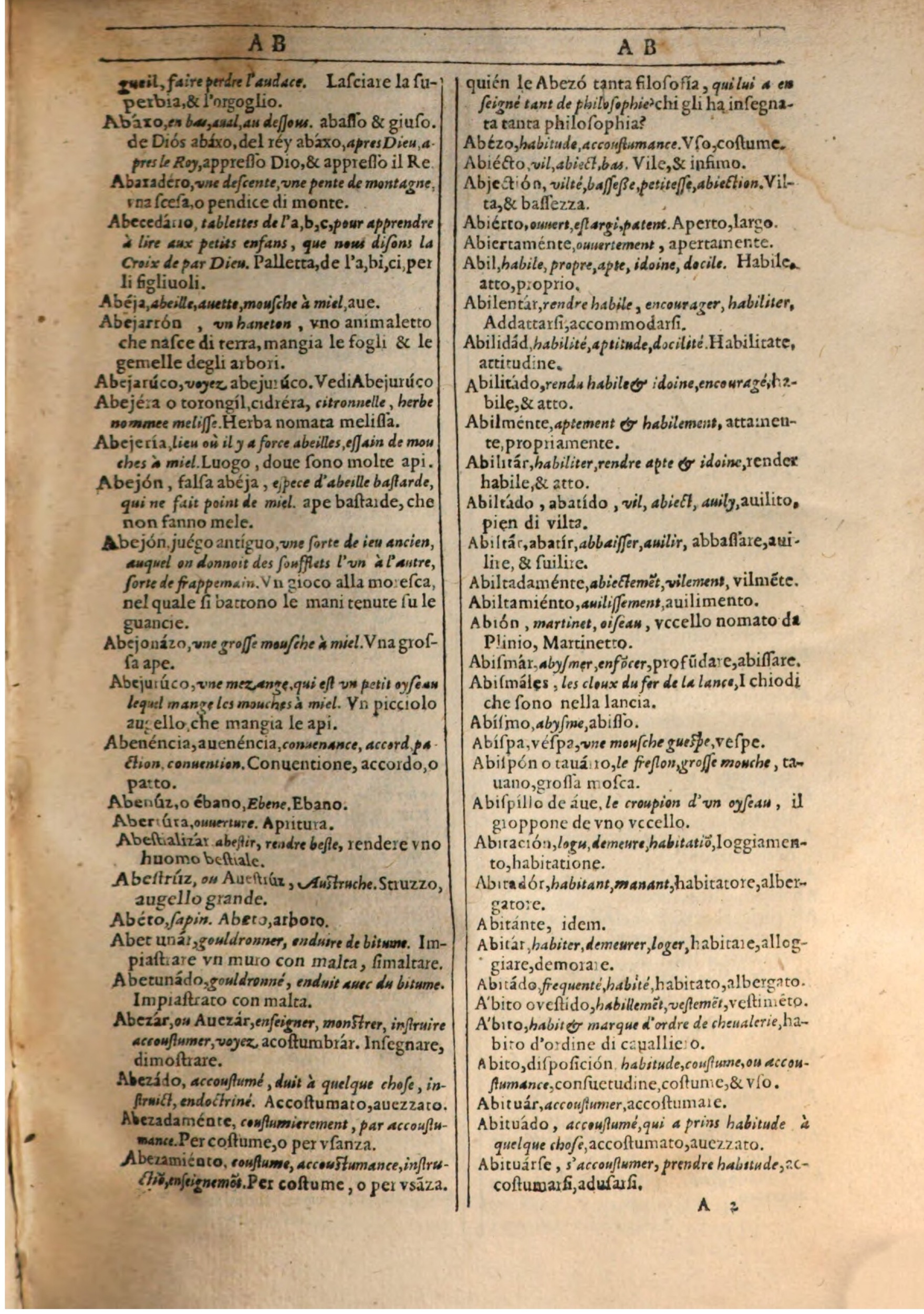 1609 - Philippe Albert et Alexandre Pernet - Trésor des trois langues française, italienne et espagnole (Première partie) - BSB Munich