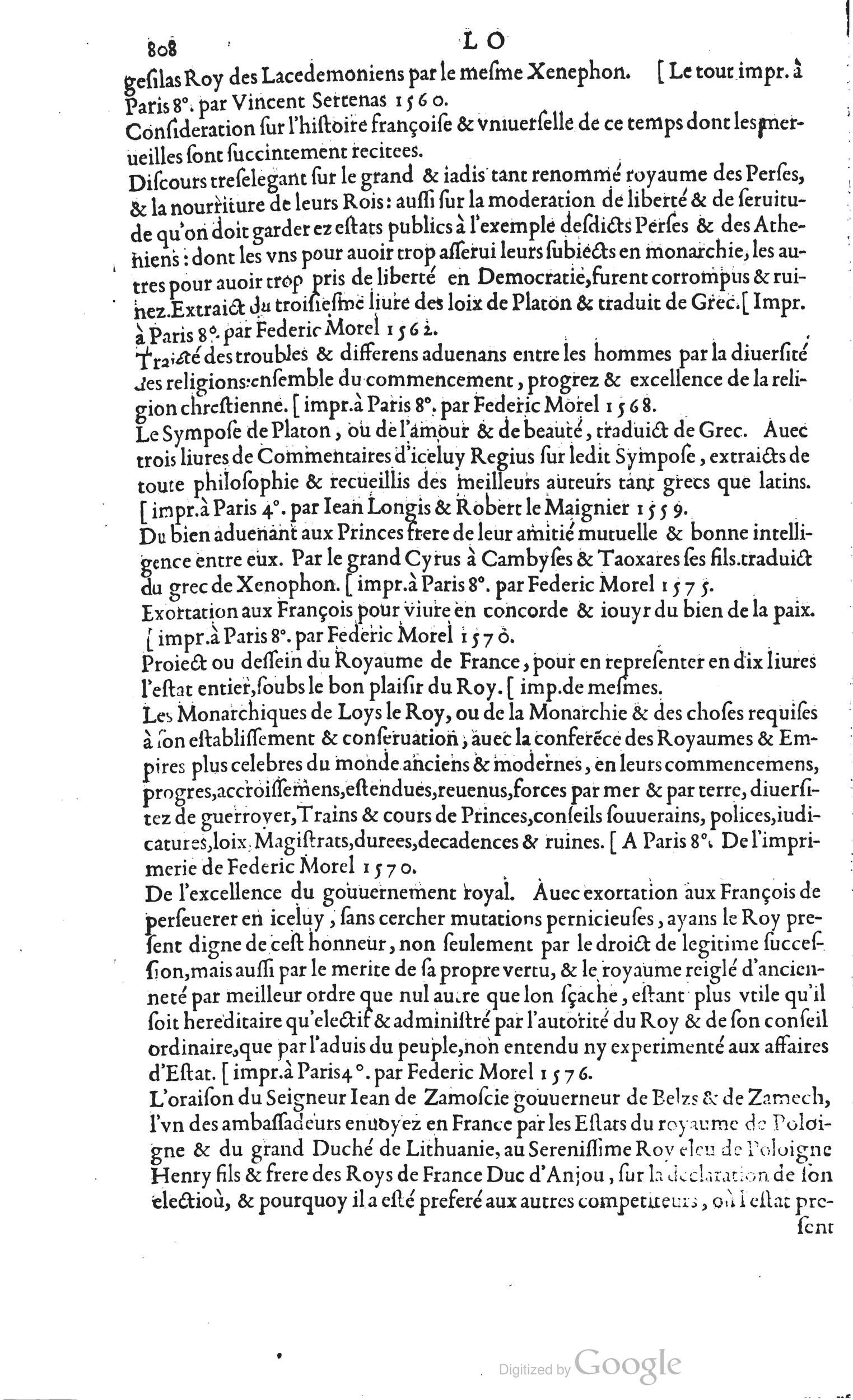 1585 - Barthélemy Honorat - Bibliothèques françaises - BSB Munich