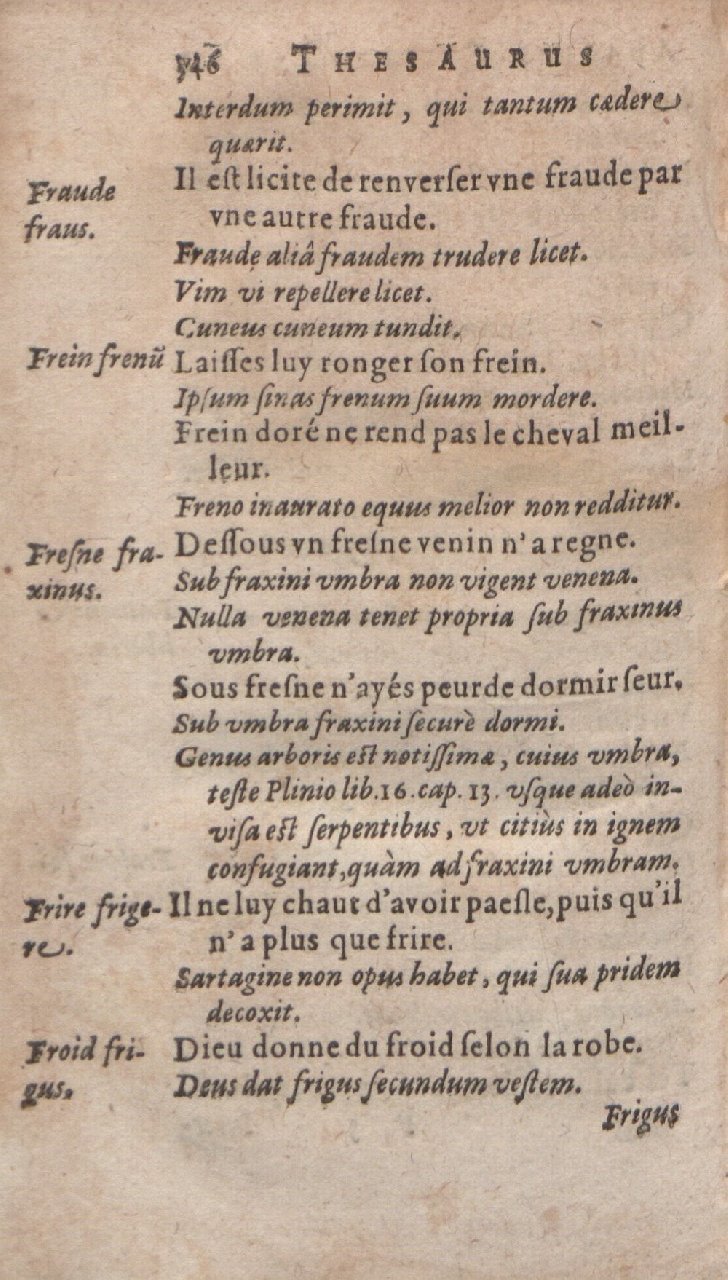 1612 - Dominicus Custos - Trésor des proverbes français  - Bibliopol-Olomuc