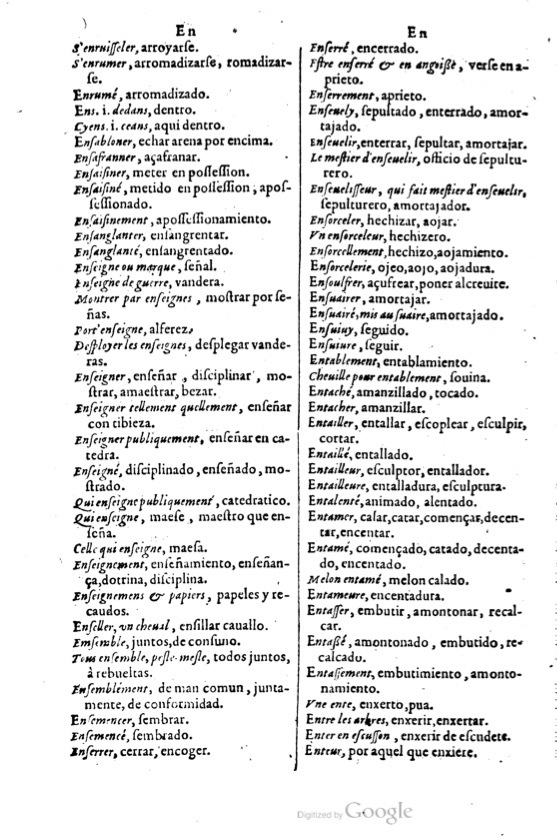 1621 - Adrian Tiffaine - Trésor des deux langues espagnole et française - BM Lyon
