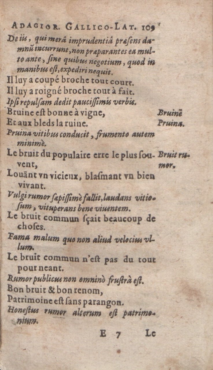1612 - Dominicus Custos - Trésor des proverbes français  - Bibliopol-Olomuc
