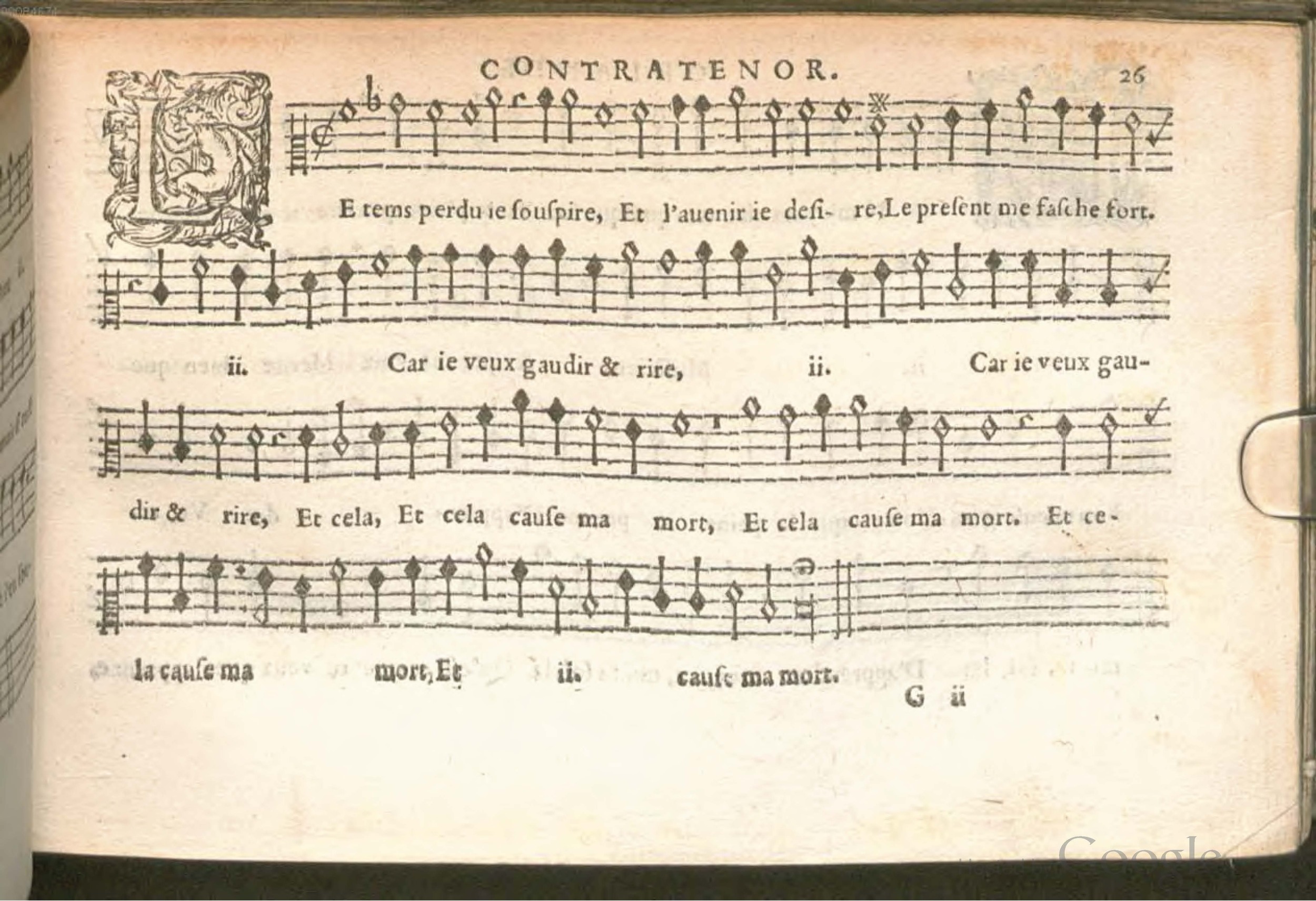 1576 - [Pierre de Saint-André] - Trésor de musique d’Orlande de Lassus Contratenor - BSB Munich